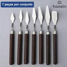 7 Peças Ferramentas Artísticas, Espátulas de Pintura a Óleo e Mistura Cabo Mogno, Presente Ideal para Amantes de Pintura - 7Pcs - Visão 2