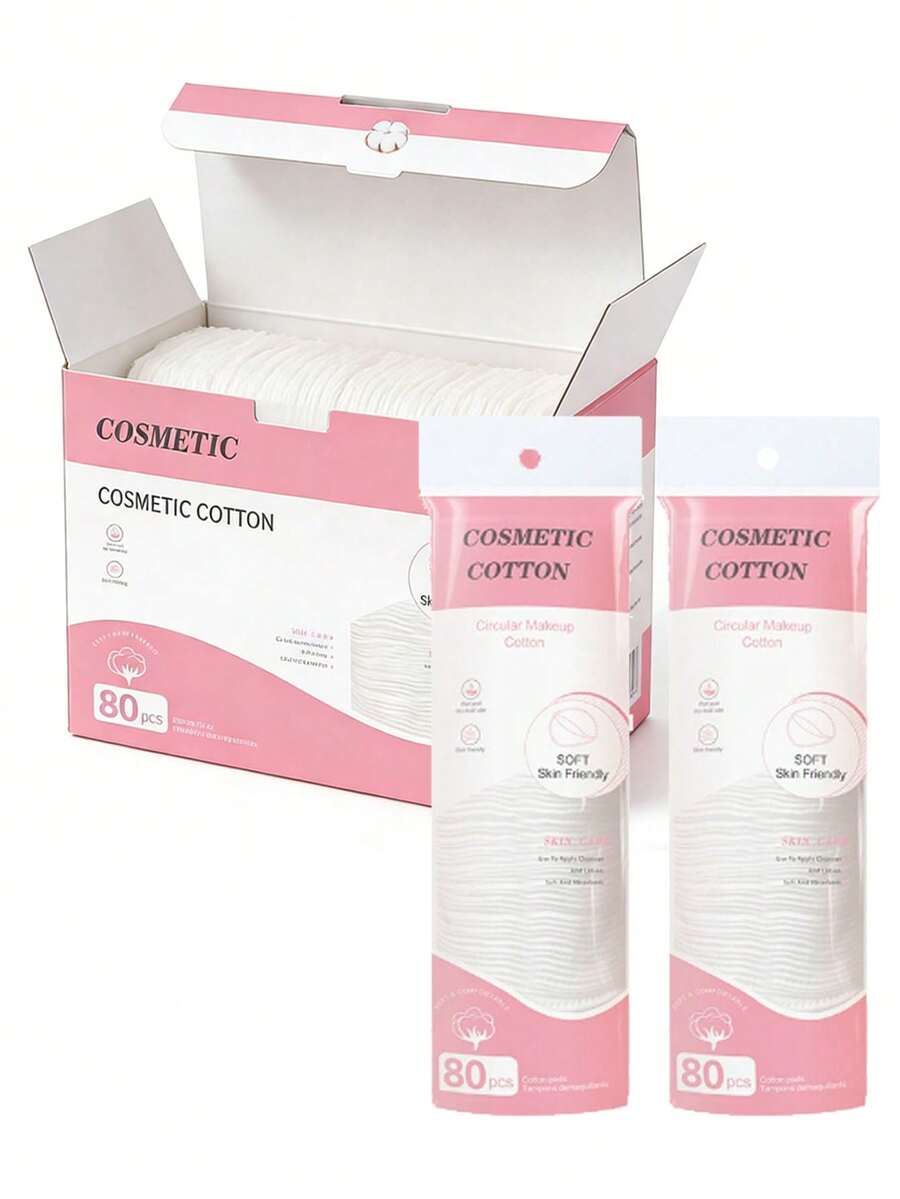 有机棉圆形卸妆棉，低过敏性，不掉毛，面部去角质清洁棉 - 白色 - 查看 1