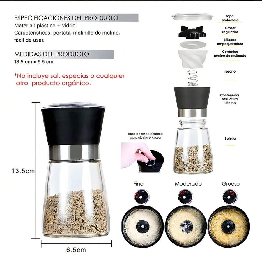 Spice & Pepper Shakers - Black and White - View 1