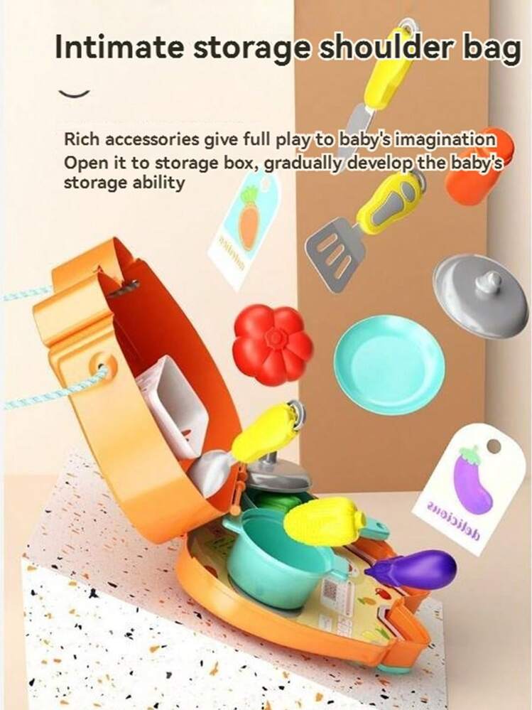 3-6 Years Old Girls' Pretend Play Shoulder Bag, Made Of PP Material Portable Toy Storage Bag, Includes Makeup/Kitchen/Picnic/Doctor Dentist Tool Set, Suitable For Parent-Child Interaction, Travel, Gatherings, And Games, Perfect Christmas, Birthday, Holiday Gift - Various - View 7