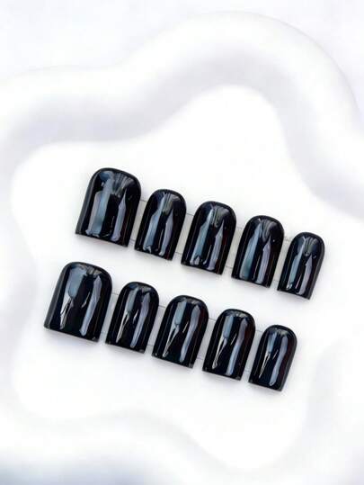 10 piezas de uñas cuadradas hechas a mano, estilo Y2K Baddie, color nude y negro para fiestas y festivales musicales, adecuado para mujeres y niñas, incluye herramientas, gran regalo para uñas de damas, uñas de verano