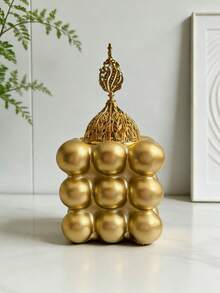 1 pieza Soporte de vela en forma de cubo geométrico de resina en color dorado/blanco/negro, decoración del hogar creativa, regalo del Día de San Valentín - Multicolor - Ver 12