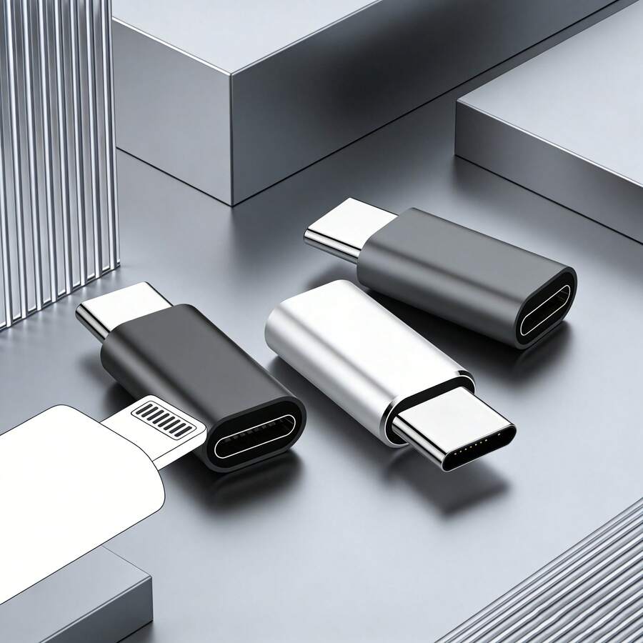 1-3个便携式Lightning转Type-C适配器，兼容 17/15/16 Pro Max等手机 - 彩色 - 查看 1