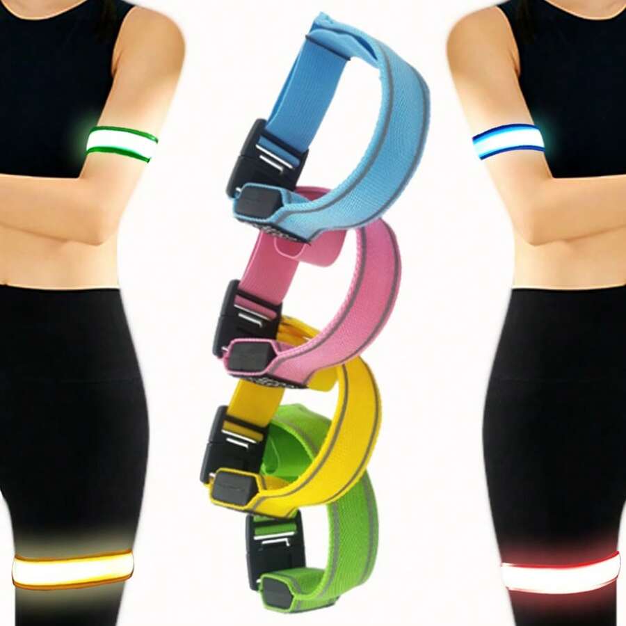 Brazalete LED recargable, ajustable y visible, adecuado para hombres y mujeres, se puede conectar como cinturón