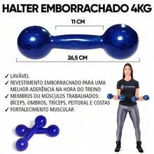 Par Halter Peso Academia Musculação Emborrachado 4kg Consport - Multicolorido - Visão 3