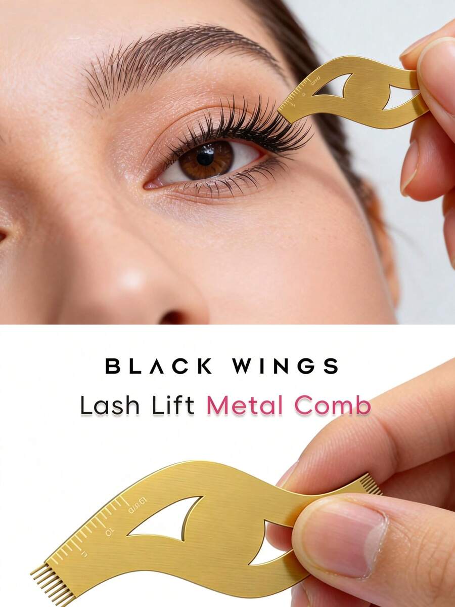 BLACKWINGS 1件裝可重複使用金屬工具梳、睫毛燙睫墊、睫毛捲翹工具、塗抹器、睫毛提升工具、睫毛燙睫液工具組、矽膠睫毛捲翹器、美妝美容工具、美妝配件、可重複使用睫毛提升工具