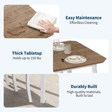 Set de Comedor Cuadrado para 2 Personas - Mesa de Madera y 2 sillas tapizadas - Estructura de Metal Robusta y Acabado en Madera - Óptimo para cocinas y Apartamentos pequeños - Multicolor - Ver 3