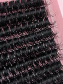 新款200片单根假睫毛，80D浓密卷翘蓬松柔软凌乱型仿貂毛假睫毛，高品质，打造戏剧性妆容效果，适合派对佩戴 - D - 查看 4