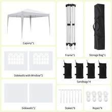 Toldo desplegable de Pulgadas con  Paredes Laterales, Tienda de campaña instantánea portátil al Aire última intervensión, Tienda de campaña Plegable Impermeable, Carpa versátil para Camping - Blanco - 10x10 pies con paredes laterales - Ver 7