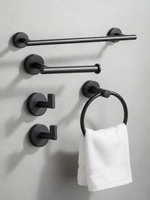 European Style Bathroom Storage Set Includes Stainless Steel Towel Ring, Towel Bar, Toilet Paper Holder, Robe Hook, Wall Hooks And Multi-Function Hanging Rod. - Multicolor - View 10