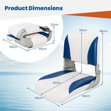 COSTWAY 2-Pack Fishing Boat Seat With High-Density Sponge Cushion, Blue - Blue - View 2