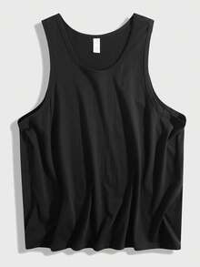 Pure Cotton Sports Vest, 180g Pure Cotton Vest, Men's Sports Vest, Gym Vest, Muscle Display Vest. - 黑色 - 查看 1