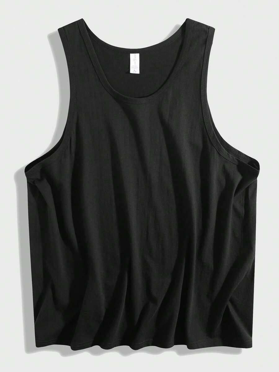 Pure Cotton Sports Vest, 180g Pure Cotton Vest, Men's Sports Vest, Gym Vest, Muscle Display Vest. - 黑色 - 查看 1