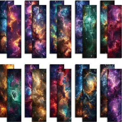 20个星系星云书签 - 美观的太空主题书签，阅读配件和宇宙主题礼物，适合爱书人、天文爱好者、学生和科幻迷