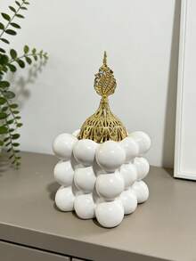 1 pieza Soporte de vela en forma de cubo geométrico de resina en color dorado/blanco/negro, decoración del hogar creativa, regalo del Día de San Valentín - Multicolor - Ver 11