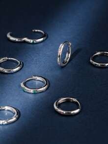 FOREVER QUEEN 1件925纯银小圆环耳环，镶嵌单颗宝石，抛光生日石首饰 - 單隻耳圈 - 查看 2