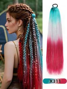 24Inch Synthetic Hair Ponytail Hair Extensions Hair Shiny Hair Ponytail Extension For Braiding Hair On Hair Tie Loose - Multicolor - View 20