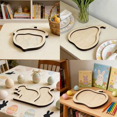 One Wooden Decorative Piece, Shaped Like A Squirrel, An Animal-Themed Item, Or An Apple Or Pear. Perfect For Holding Pine Nuts, Fruits, Desserts, And Snacks. Can Also Be Used As An Art Tray In A Restaurant (Non-Food Contact).