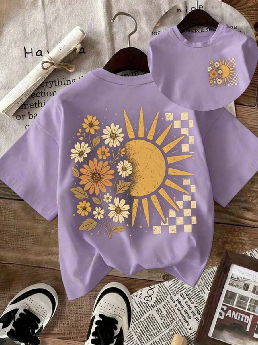 Áo thun nữ tay ngắn cổ tròn màu trơn, dáng rộng, 100% cotton, mềm mại và thoải mái, phong cách thường ngày, thời trang đường phố, họa tiết hoa và nắng vui nhộn, áo mùa hè, áo nữ, áo thun nữ, áo kiểu nữ, áo len, áo nỉ nữ, quần áo nữ, áo kiểu nữ thanh lịch, trang phục mùa hè cho nữ, quần áo mùa hè cho nữ, thể thao, áo mùa hè, áo thun tập gym cho nữ, áo thun cơ bản, áo thun tay ngắn cho nữ, mùa hè, Romwe, trang phục lễ hội cho nữ, Y2K, áo thun mùa thu đông vui nhộn, kỳ nghỉ, bãi biển, thường ngày, quần áo thập niên 90, áo dễ thương, quần áo lễ Phục sinh cho nữ, lễ hội hóa trang, mọi mùa, văn phòng/phòng khách/nhà/thể thao ngoài trời/đơn giản, trang phục phương Tây cho nữ, áo màu tím nhạt. - Màu tím nhạt - Xem 1
