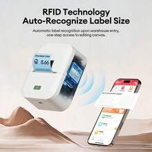 Marklife X2 标签打印机，含标签带，无线标签打印机，无墨标签打印机，适用于服装、小型企业、蜡烛罐、衣物、储物盒、家庭使用（黑白） - 白色 - 查看 6