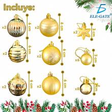 Set de bolas  Esferas Navideñas de Plástico Tipo Espejo descoraciones de arbol hazlo - DORADO - Ver 4