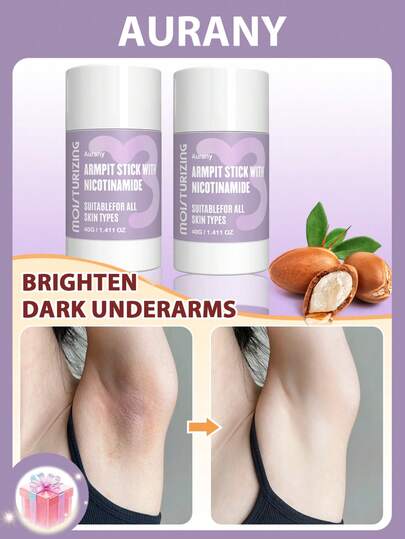 2 piezas Barras de cuidado de las axilas con Niacinamida, Barras de esencia aclaradora y suavizante para las axilas, Hidratante, calmante y reafirmante, Mejora efectivamente las axilas oscuras, Fórmula suave a base de extractos vegetales, Apto para axilas, línea del bikini, codos y rodillas, Apto para todo tipo de piel - 40ml