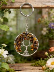 1/5/10/15/20/50/100 chiếc Móc khóa hình cây sự sống bằng dây kim loại nhiều màu sắc, thích hợp để đeo hàng ngày hoặc làm quà tặng cho phụ nữ (Màu đá có thể khác nhau) - Nhiều màu - Xem 21