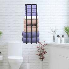 1PCS Wall Mounted Towel Rack Bath Storage Holder Stainless Steel Bathroom Black - Black - View 8