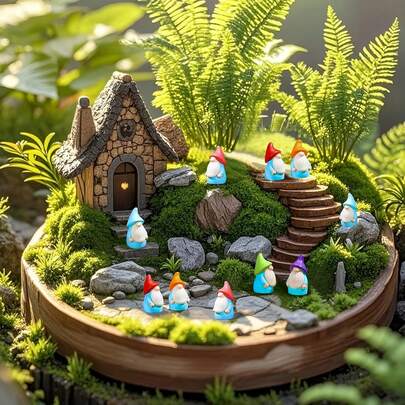 10/30pcs Mini Resin Gnome Fairy Figurines, Cute Design , Suitable For Micro Landscape Princess And Gnome Garden Decor, Outdoor Yard Lawn Indoor Planter Home Decoration, Party Holiday Ornament