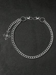 1pc Men Silver Chunky Chain Double Loop Cross Necklace For Men Women Teens Boys Girls Suit Pants Summer Autumn Winter Daily Wear School Outdoor Athletic Vacation Graduation Birthday Gifts Costume Accessories JTKR - 銀級 2 - 查看 2