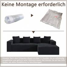 Fully Compressed And Frameless Sofa, Cloud Sofa Combining Several Elements, Modern Modular Sofa With Deep Seats, Upholstered Sofa For Living Room And Bedroom - Black - View 5