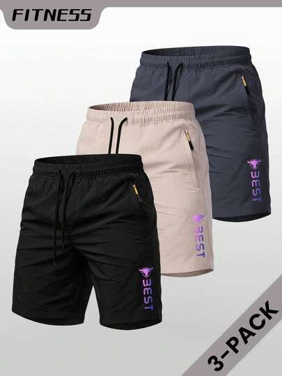 3pcs Men's Summer Outdoor Casual PrintedBermuda Shorts, Couple Matching Style