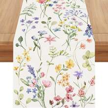 Watercolor Floral Spring Table Runner, Floral Home Kitchen Dining Table Decor For Spring And Summer, Easter - Multicolor - View 12