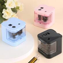 Eagle Electric Pencil Sharpener, Dual Holes Design, Battery Operated, Automatic Pencil Sharpener Suitable For Home & Office, Fits 2# Pencils And Colored Pencils (6-12mm), Black/Pink/Blue - A - View 8