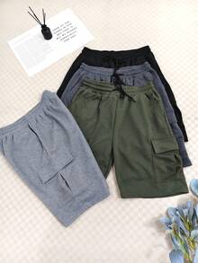 2 Piece Cargo Shorts Kit With Elastic / Elastic Waist Between 3 Random Colors 2 Pieces - 彩色 - 查看 1