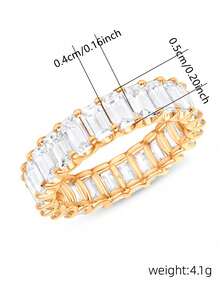 1 PC Gorgeous Cubic Zirconia Ring For Women For Valentine's Day Gift Wedding Anniversary Party Jewelry - Yellow Gold - View 11