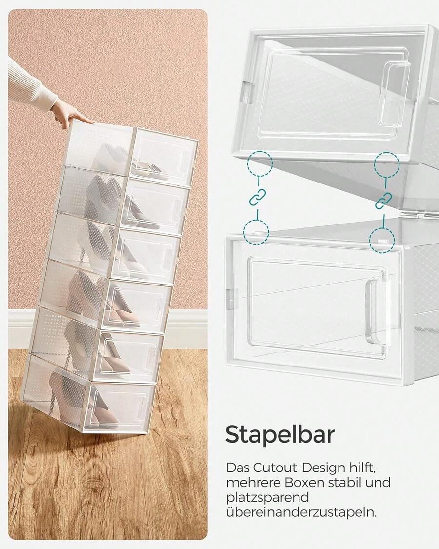 12-Grid Combination Transparent Shoe Boxes Stackable Dustproof Shoe Box Storage Compartment - Clear - View 1