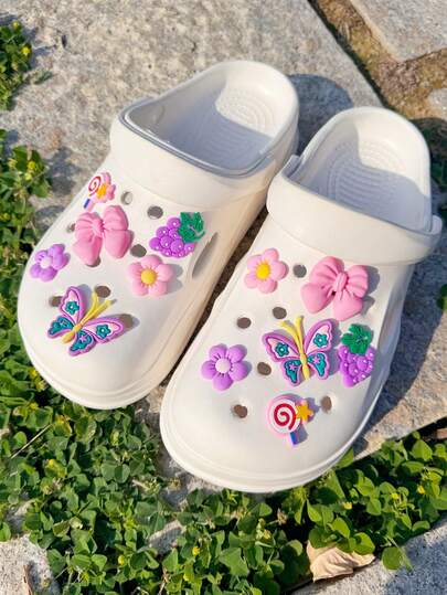 12 piezas Decoraciones de zapatos de PVC lindas con mariposas, flores y lazos - Accesorios DIY versátiles y divertidos para personalizar zapatos, regalo perfecto para fiestas