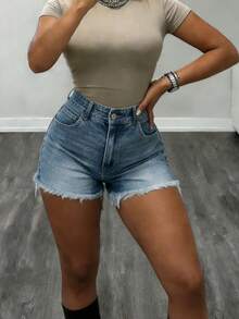 Women Simple Loose Straight Leg Cropped Jeans Casual Summer - Medium Wash - View 4