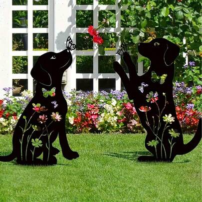 1pc Acrylic Dog Garden Decor, Outdoor Small Dog Decoration Stake, Black Dog Silhouette Outdoor Dog Decor, Dog Yard Art, Weather-Resistant Steel Dog Yard Decoration For Dog Lovers