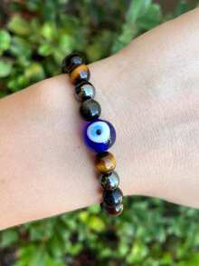 1pc Personalized Devil's Eye Glass Bead Necklace With Fashionable Style For Women's Bead Necklace Suitable For Daily Wear At Outings, Parties, And Gatherings - 彩色 - 查看 7