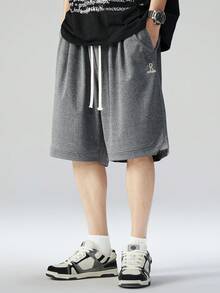 Herren Große Größen Lose, atmungsaktive und schnelltrocknende Basketball Shorts, schlankende amerikanische Passform - Grau - Übersicht 1
