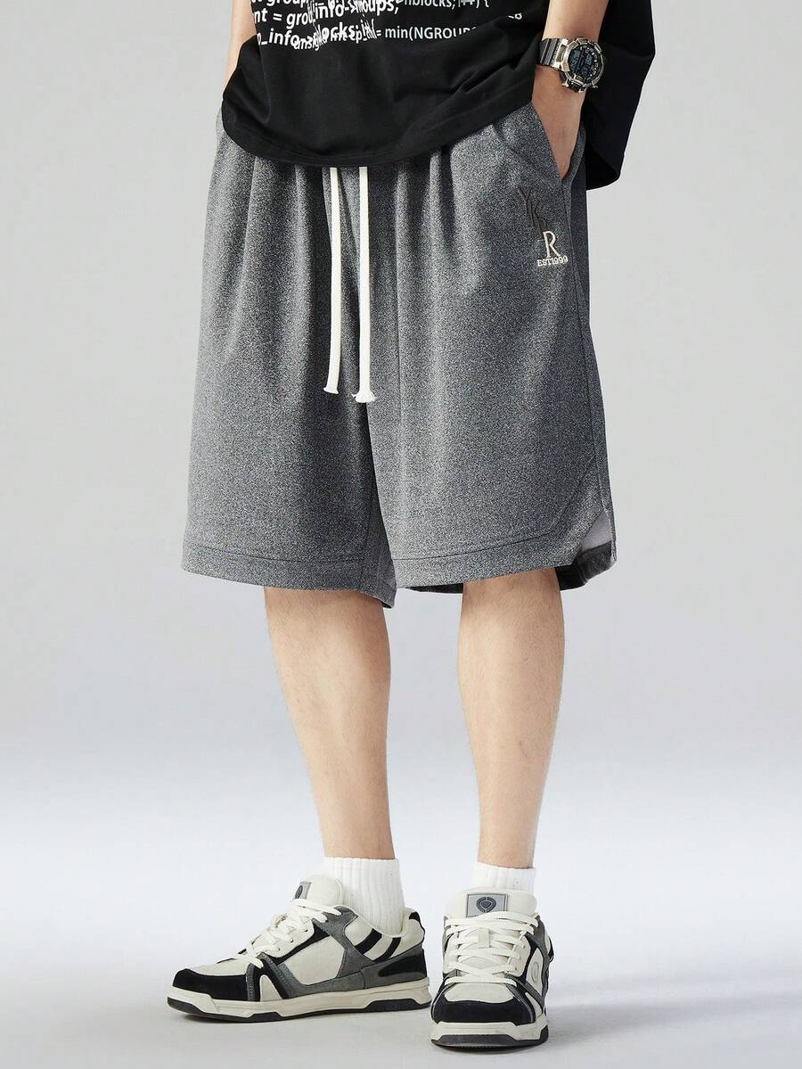 Herren Große Größen Lose, atmungsaktive und schnelltrocknende Basketball Shorts, schlankende amerikanische Passform - Grau - Übersicht 1