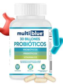 Probióticos y Prebióticos 30 Cápsulas | 30 Billones UC | Lactobacillus, Acidophilus, Paracasei y Vitamina D3 | 100% Natural, Sin Gluten | 1 capsula diaria (1 mes) | Suplementos Alimenticios MULTIBLUE - Blanco - Ver 7