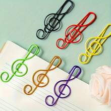 Colorful Musical Note Paper Clips – Cartoon Treble Clef Binder Clips, Dual‑Use As Bookmarks & File Clips, Metal Finish With Vibrant Colors, Perfect For Students' Office & Study Organization, Creative Stationery Gift For Back‑To‑School, Birthday Or As Prizes, Cute & Functional Design For Notebooks & Documents - Multicolor - View 7