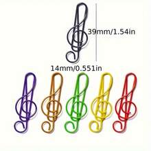 Colorful Musical Note Paper Clips – Cartoon Treble Clef Binder Clips, Dual‑Use As Bookmarks & File Clips, Metal Finish With Vibrant Colors, Perfect For Students' Office & Study Organization, Creative Stationery Gift For Back‑To‑School, Birthday Or As Prizes, Cute & Functional Design For Notebooks & Documents - Multicolor - View 8