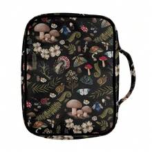 Mushroom Snail Ferns Dark Print Bible Covers For Women Lightweight Bible Case With Handle And Zippered Book Protective Carrying Carrier Portable Chu 1rch Tote Bags - ForestMushroomSnailFernsDesign - Xem 3