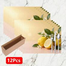 1pc/4pcs/6pcs Lemon Pattern Printed Linen Placemats, Suitable For Dining Table, All Season Decor, Modern Washable Table Mats, Room Decor, Coasters, Kitchen Dining Mats, Indoor Outdoor Party Decoration, Home Decor, Ideal Gift - Multicolor - View 12