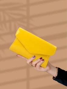 Cute & Charming Minimalist PU Material Square Bag, Magnetic Closure, Elegant & Fashionable Clutch Purse, Suitable For Women's Birthday Party, Evening Events Shoulder Bag - 黃色 - 查看 8