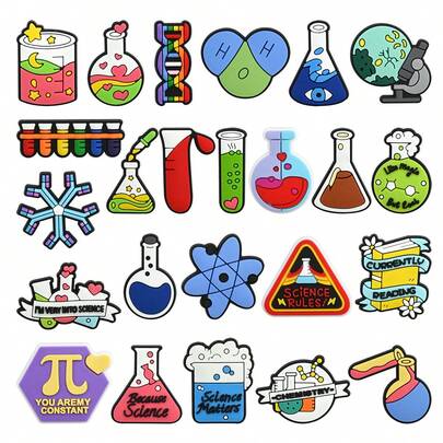24/25PCS Chemistry Series Shoe Charms Set, PVC Shoe Decorations For Beach Bag, Shoe Accessories Charms, Gift Idea For Birthday Christmas Valentine's Day Halloween Party Favors